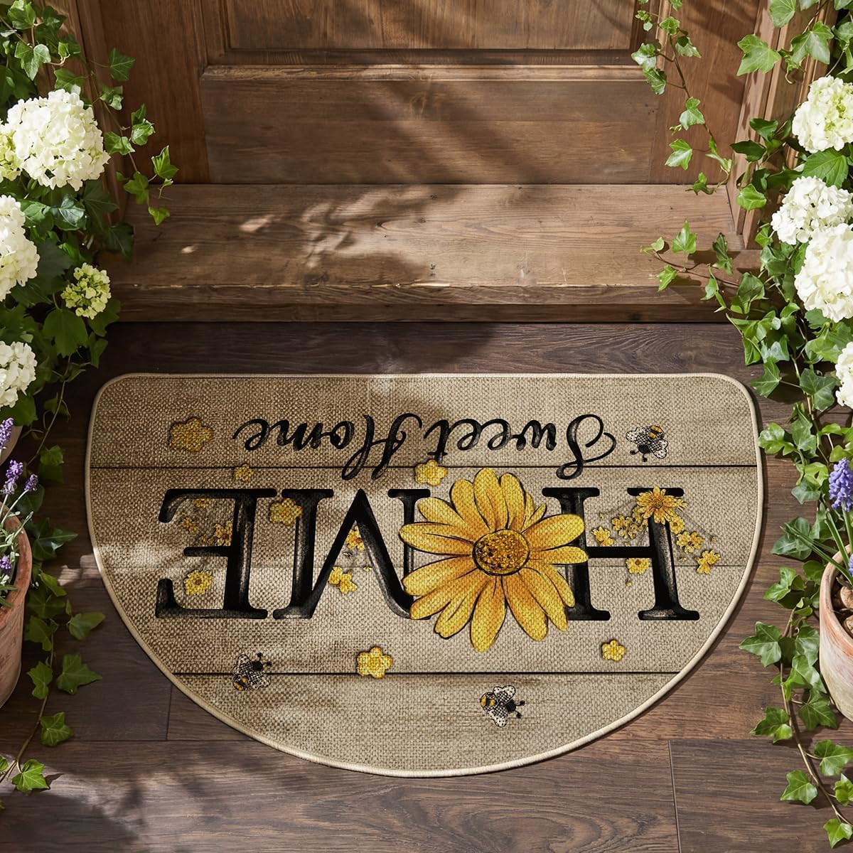 Bee Sunflower Daisy Home Sweet Home Summer Home Decor Low-Profile Switch Rug Doo