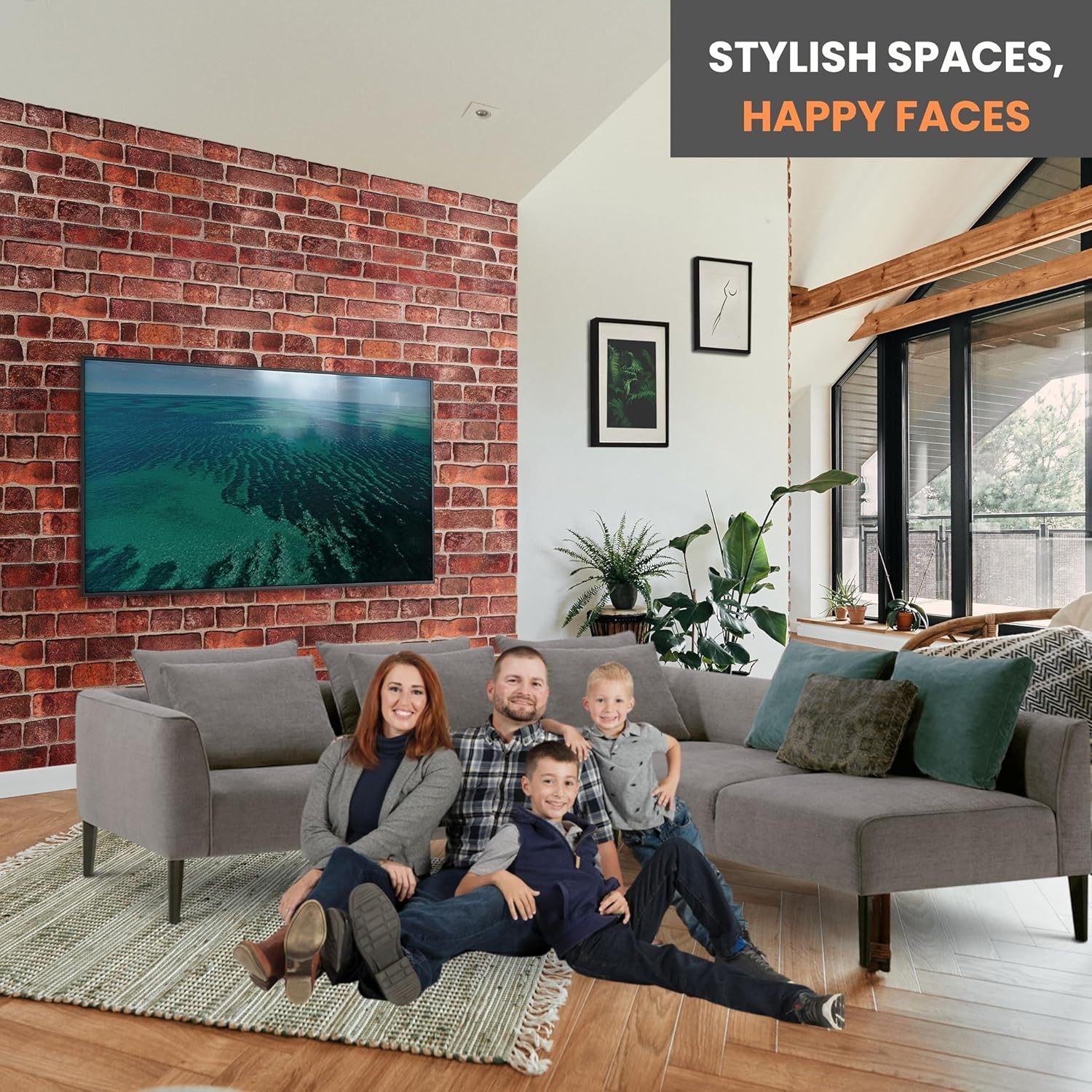 3D Faux Brick Wall Panels 37.8’’X18.9’’ – 10 Sheets, Covers 4.6 Sqm / 49.6