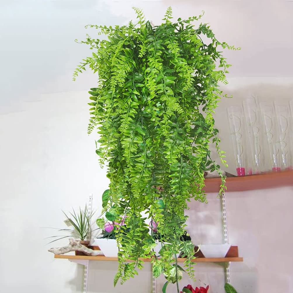 2pack Artificial Fake Hanging Ferns Plants Vine Fake Ivy Boston Fern Hanging …
