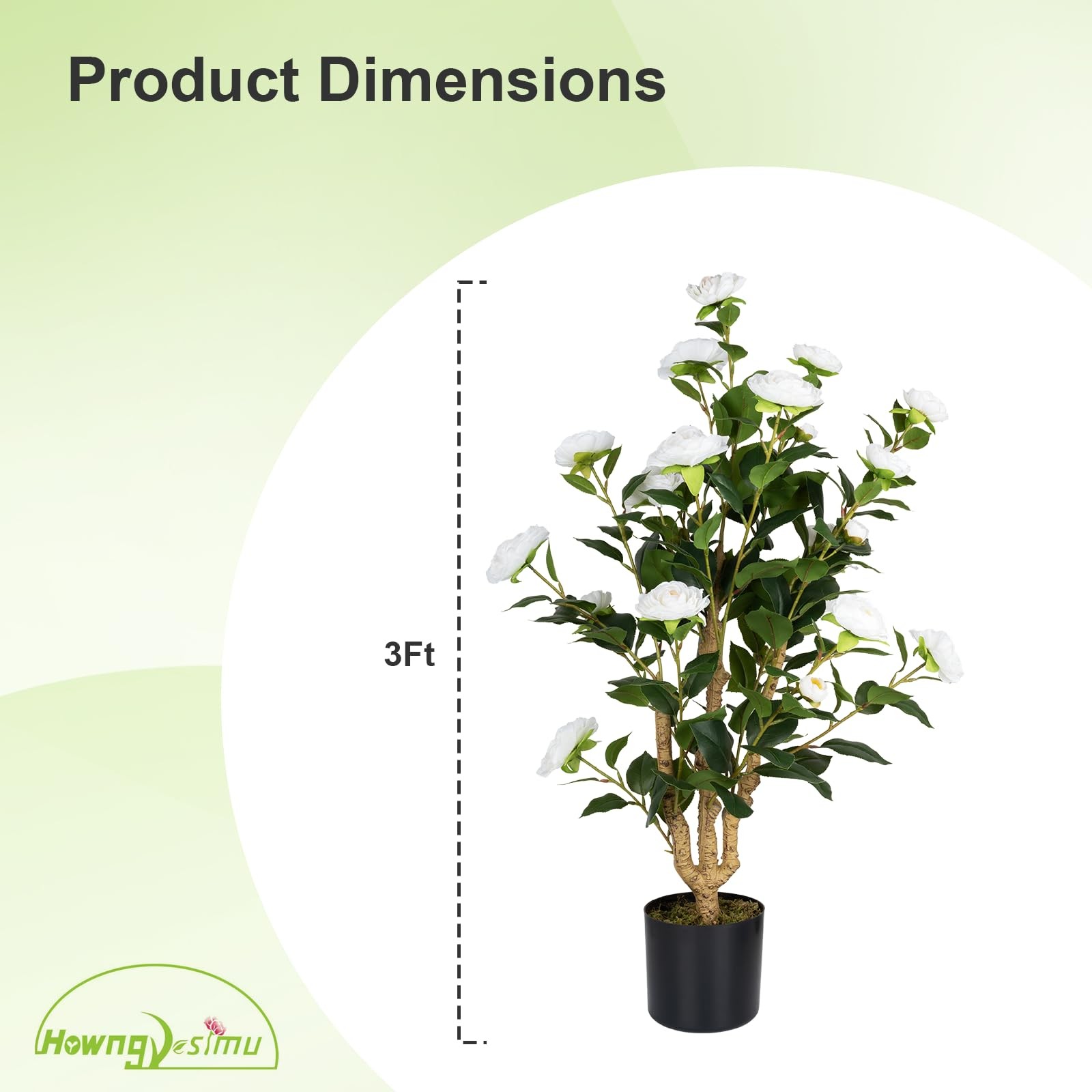 Best Artificial Camellia Tree 2 Pack, 38 Faux Plant in Pot with White Flowers
