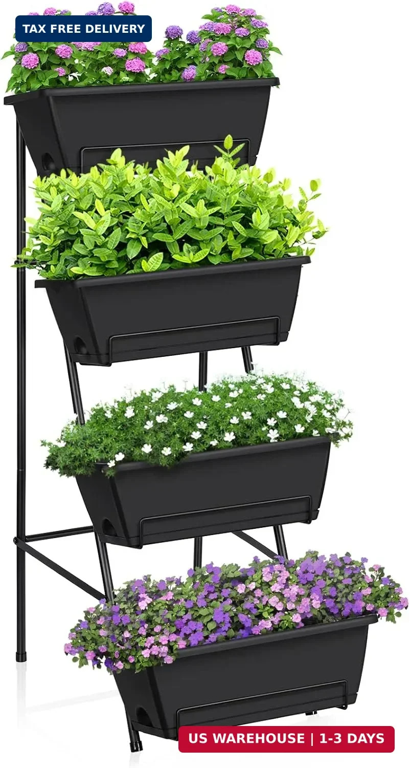 OYEAL Raised Garden Bed 4 Tier Vertical Garden Planters Indoor Outdoor Raised Pl