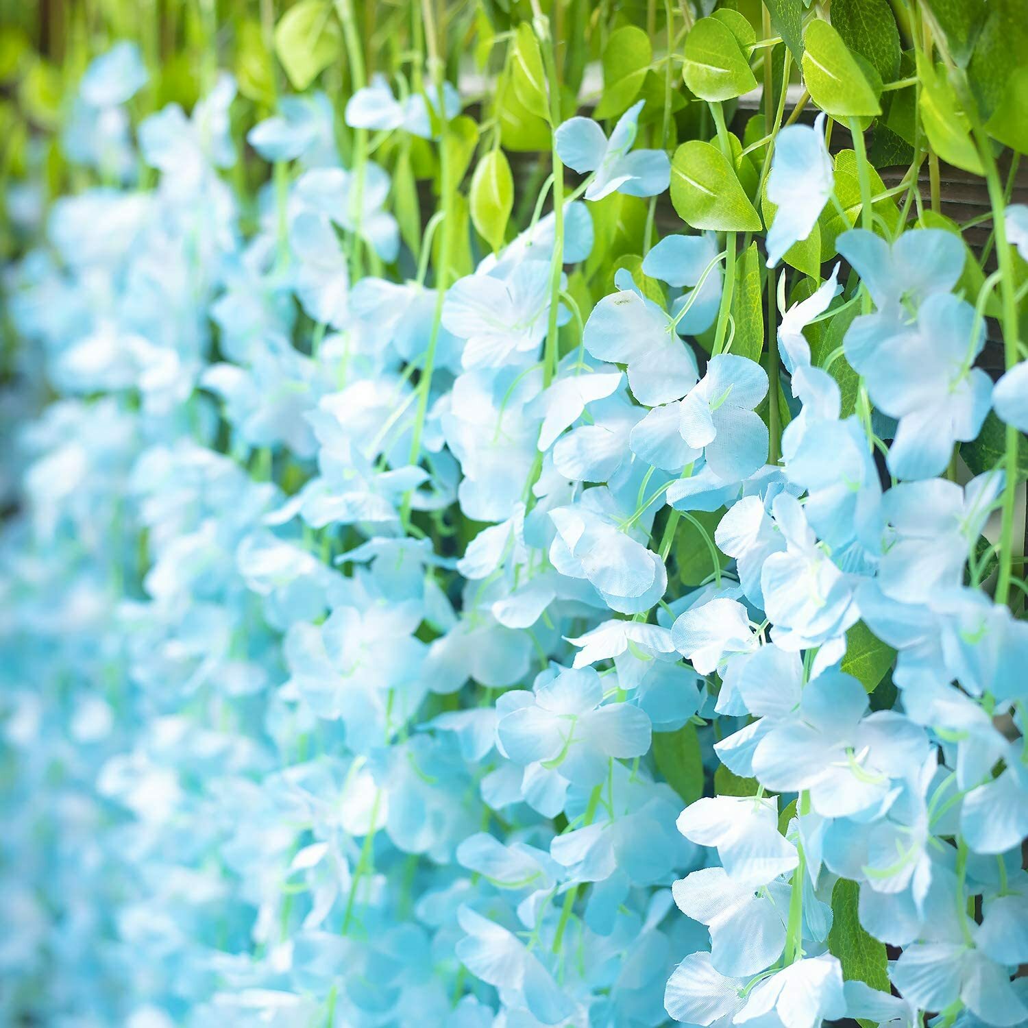 12Pcs 3.6ft Artificial Wisteria Vine Silk Blue Hanging Flower Wedding Home Decor