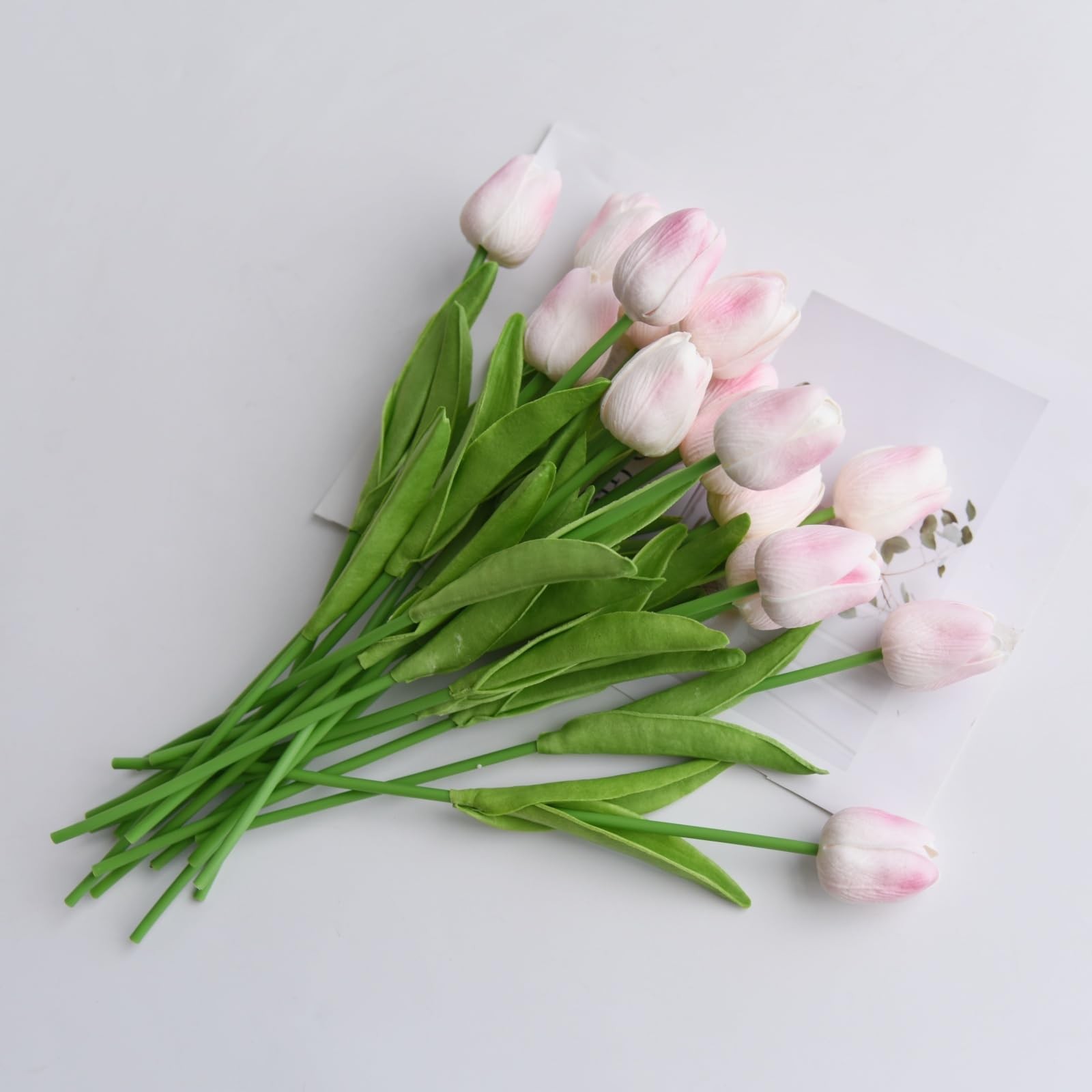 20 Pcs 13” Real Touch Pink Tulips Artificial Flowers, Latex Pu Fake Faux Life…