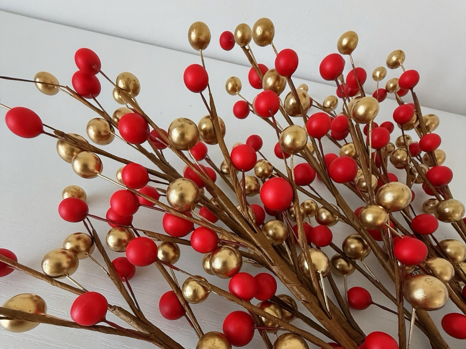 Ashland Christmas Red Gold Berry Pick Lot Holiday Floral Stems Tree Decor 8 Pc