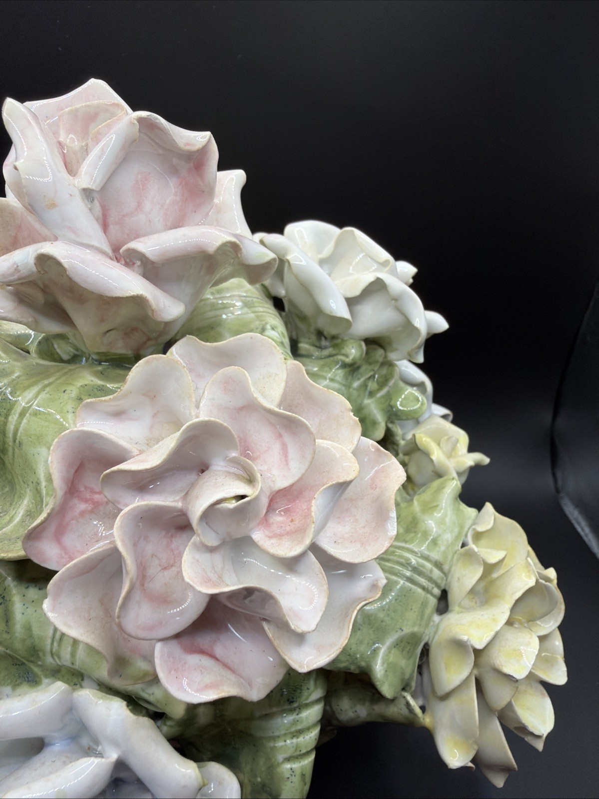 Porcelain Deane Taylor Import Capodimonte Italy Multi Color Flowers 7” Tall