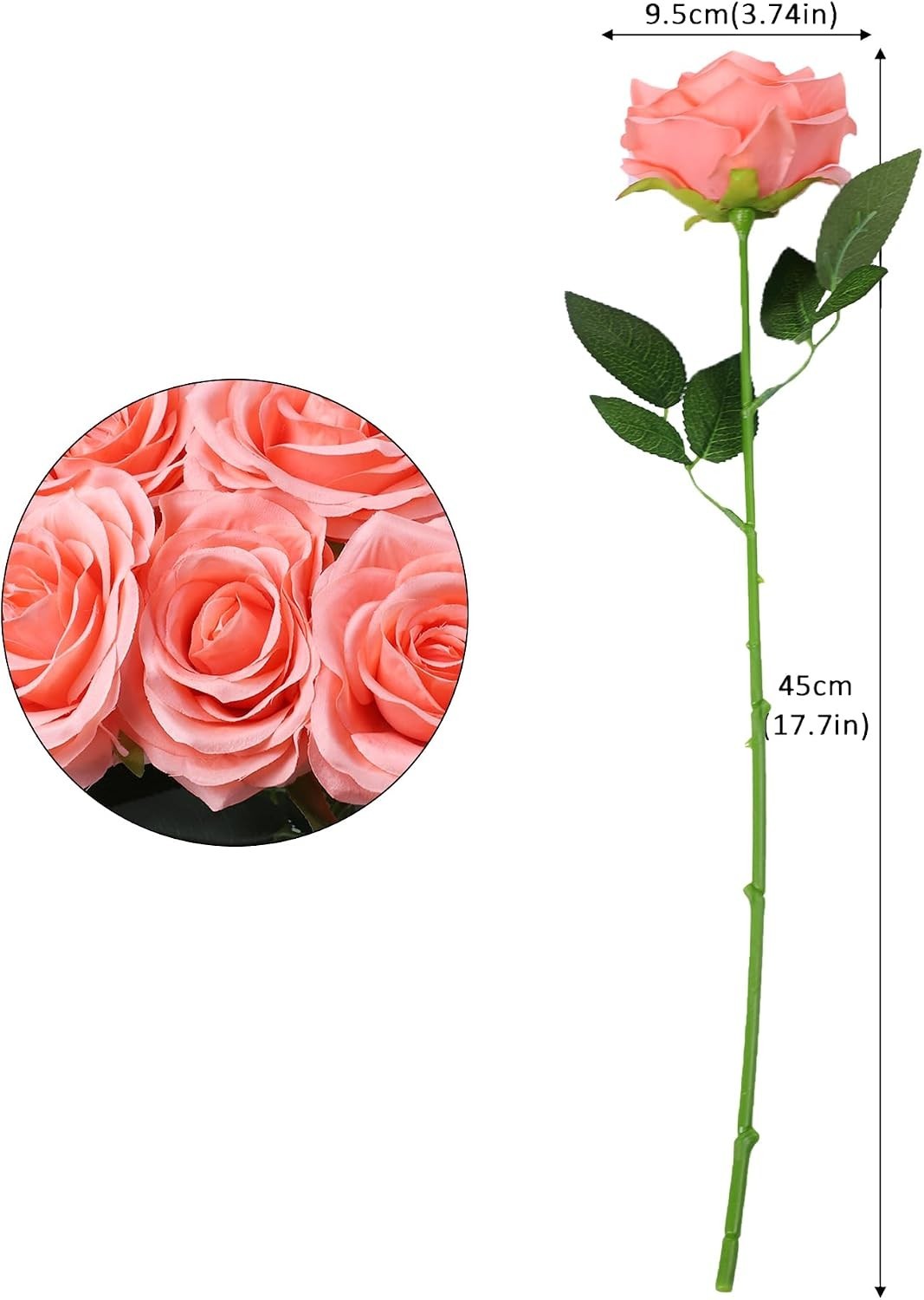 Realistic Coral Peach Roses – 50pcs Silk Flowers for Decor