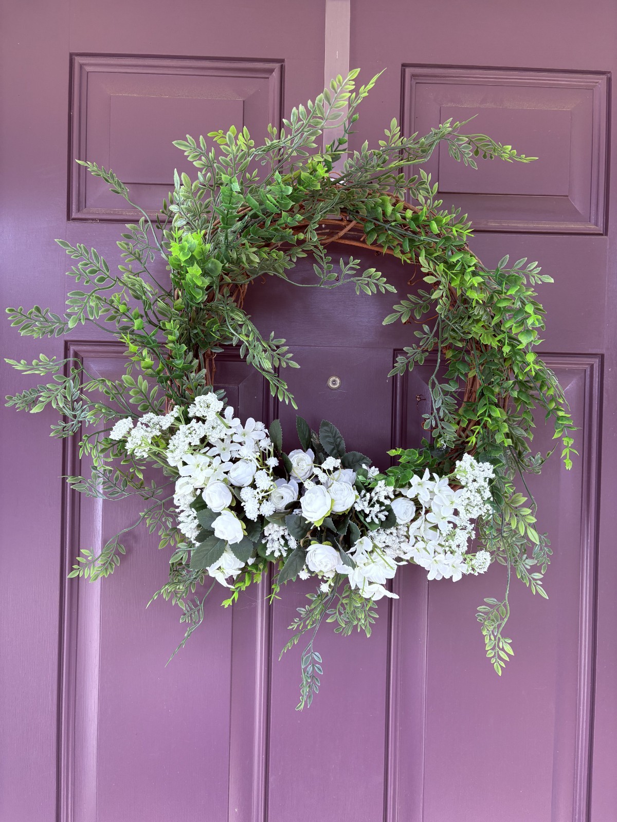 Spring, Summer or Any Occasion Handcrafted Faux / Plastic White flowers Wreath