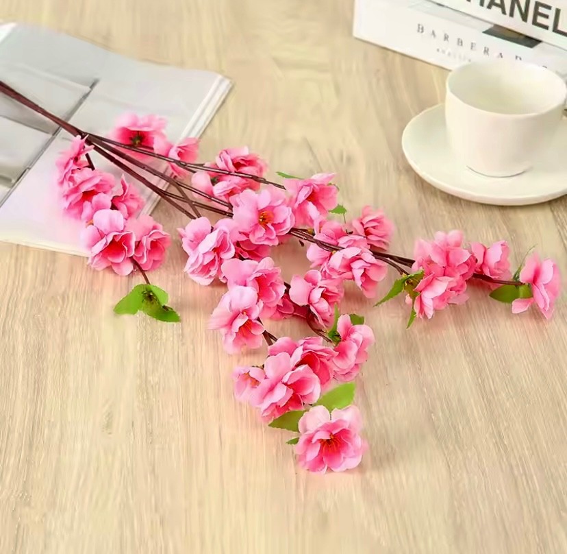 Artificial Flower Silk Peach Blossom Branch Cherry Room Home Christmas Decoratio