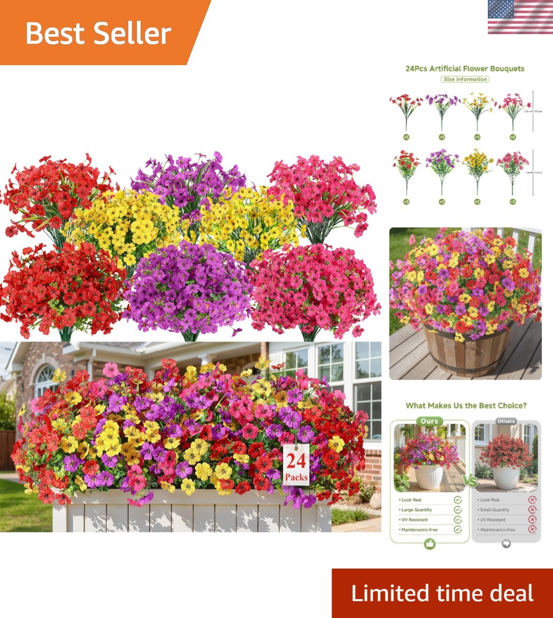 Flexible UV Resistant Faux Daisy Flowers – 24 Bundles for Endless DIY Decor