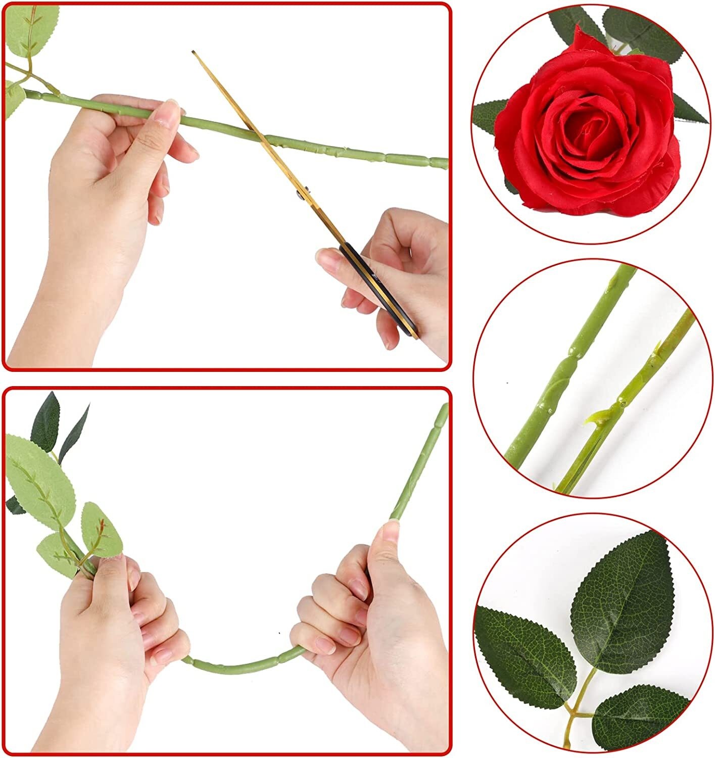 20× Red Silk Roses Artificial Flowers Realistic Bouquet Home Decor Xmas Gifts