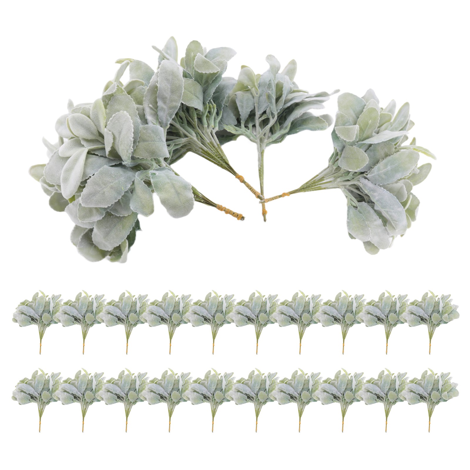 24 Pcs Artificial Flocked Lambs Ear Greenery Stems Faux Lambs Ear Stems1170