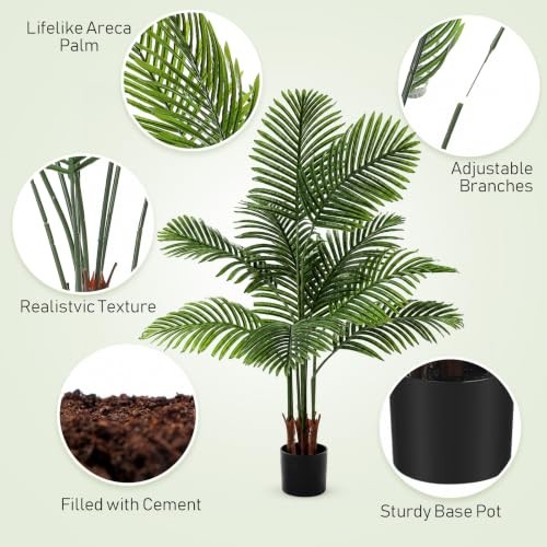 Artificial Palm Trees 4 Pack 3Ft 4Ft Faux Areca Palm Plants