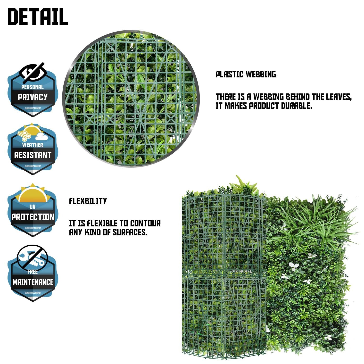40″ Artificial Faux 3D Mix Leaves Wall Panel Fence Screen Home Outdoor Decor #02