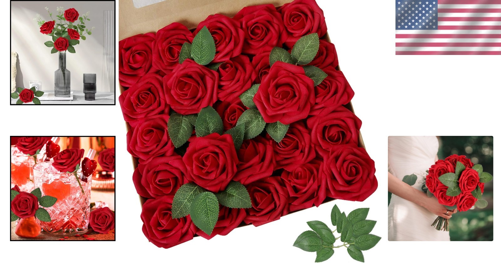100pcs Dark Red Foam Artificial Roses for Stunning Wedding Bouquets & Decor