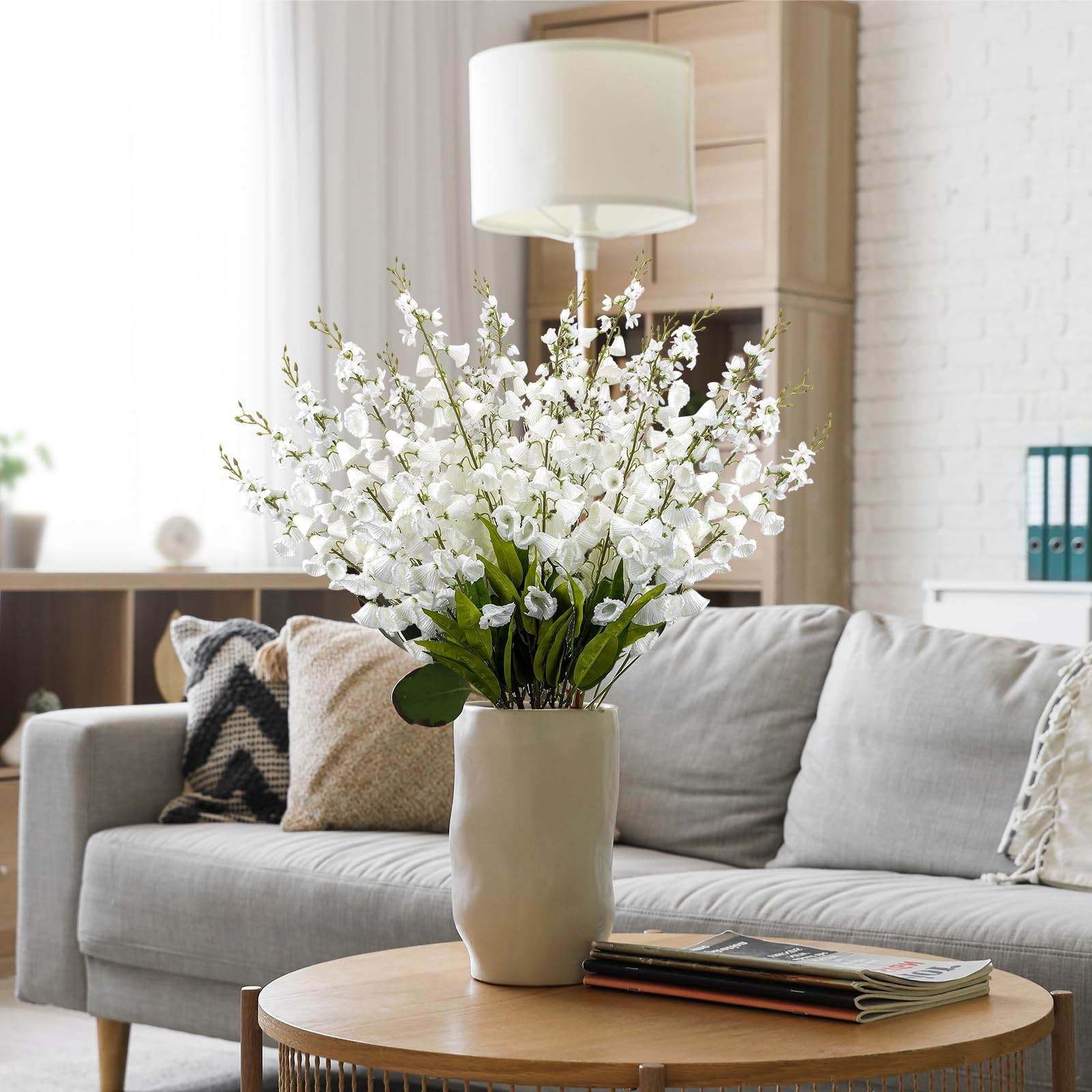 6 Pcs 37.5inch Lily of The Valley, Artificial Faux White Lily of The Valley F…