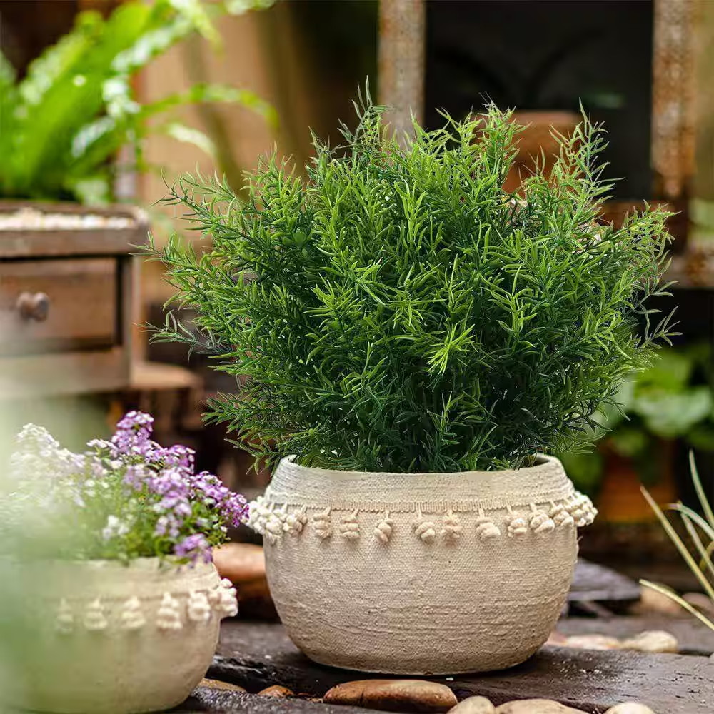 Artificial Fern 14 In. Greenery Plastic Grass Shrubs UV Resistant No Fade Faux F