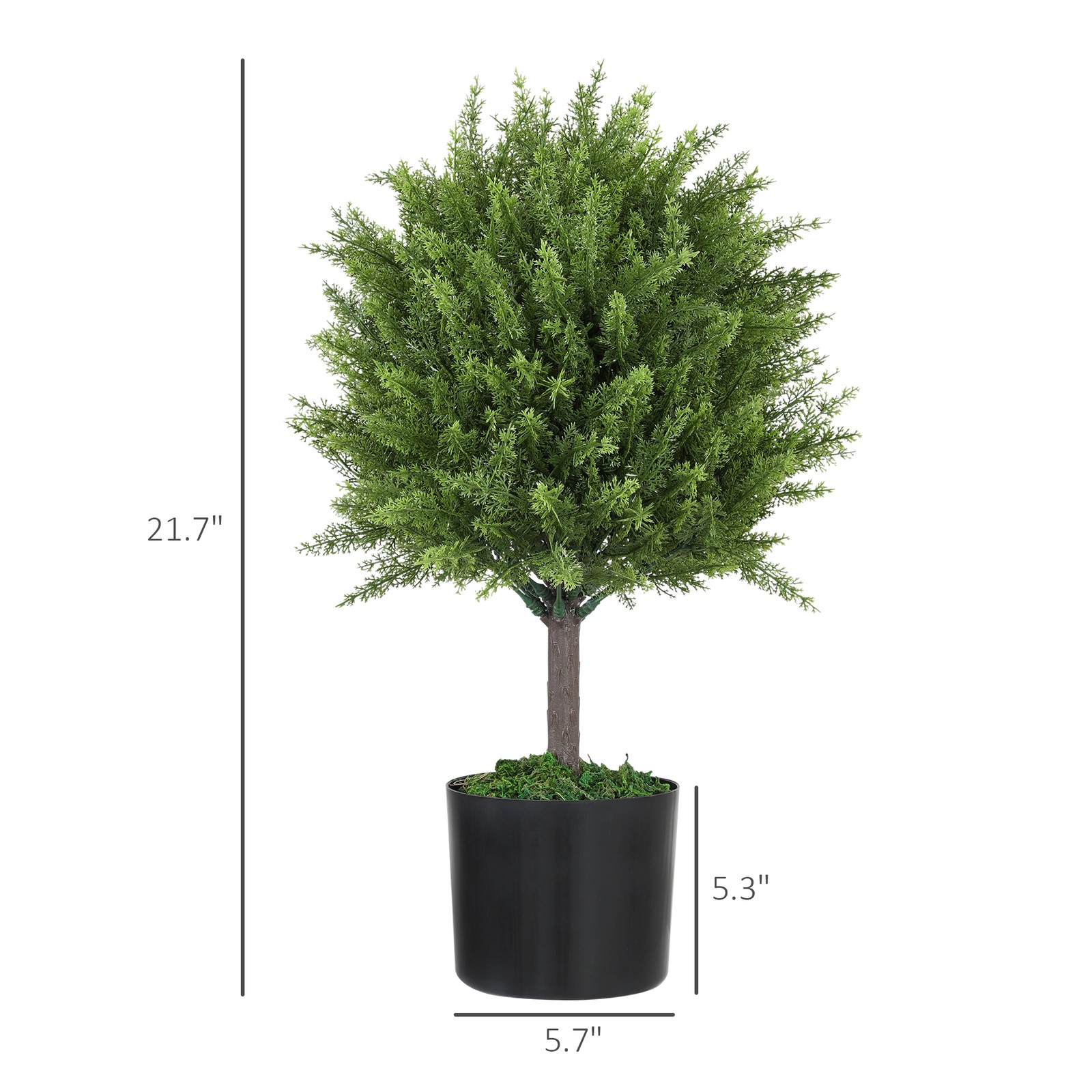 HOMCOM Set of 2 Decorative Artificial Plants, Cedar Topiary Trees in Pots