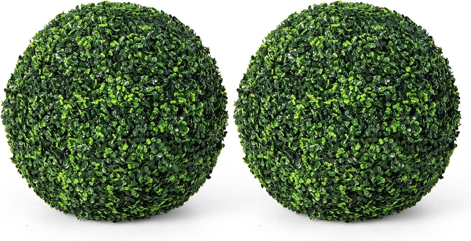 Goplus 2 PCS 19 Inch Artificial Plant Topiary Ball, round Faux Boxwood Balls Out