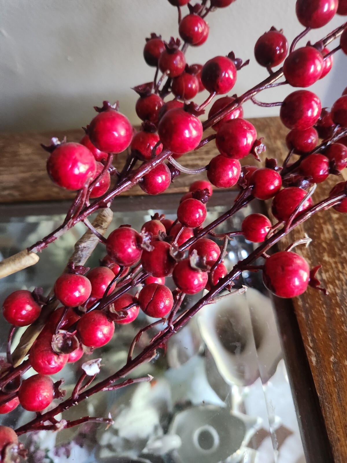 Artificial Red Berry Stem Faux Holiday Christmas Floral Branch Decor