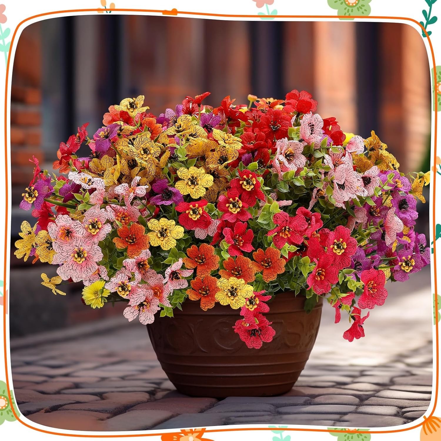 24 Bundles Artificial Flowers for Outdoors UV Resistant Silk Fake Flowers Faux