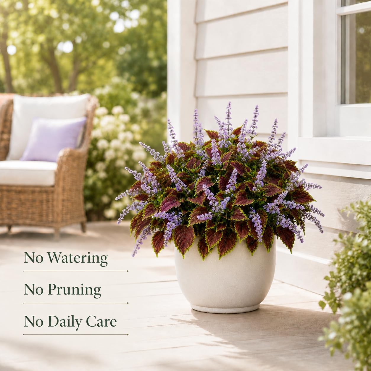 Artificial Coleus Flowers for Outdoor Planters, Realistic Faux Plant with Full