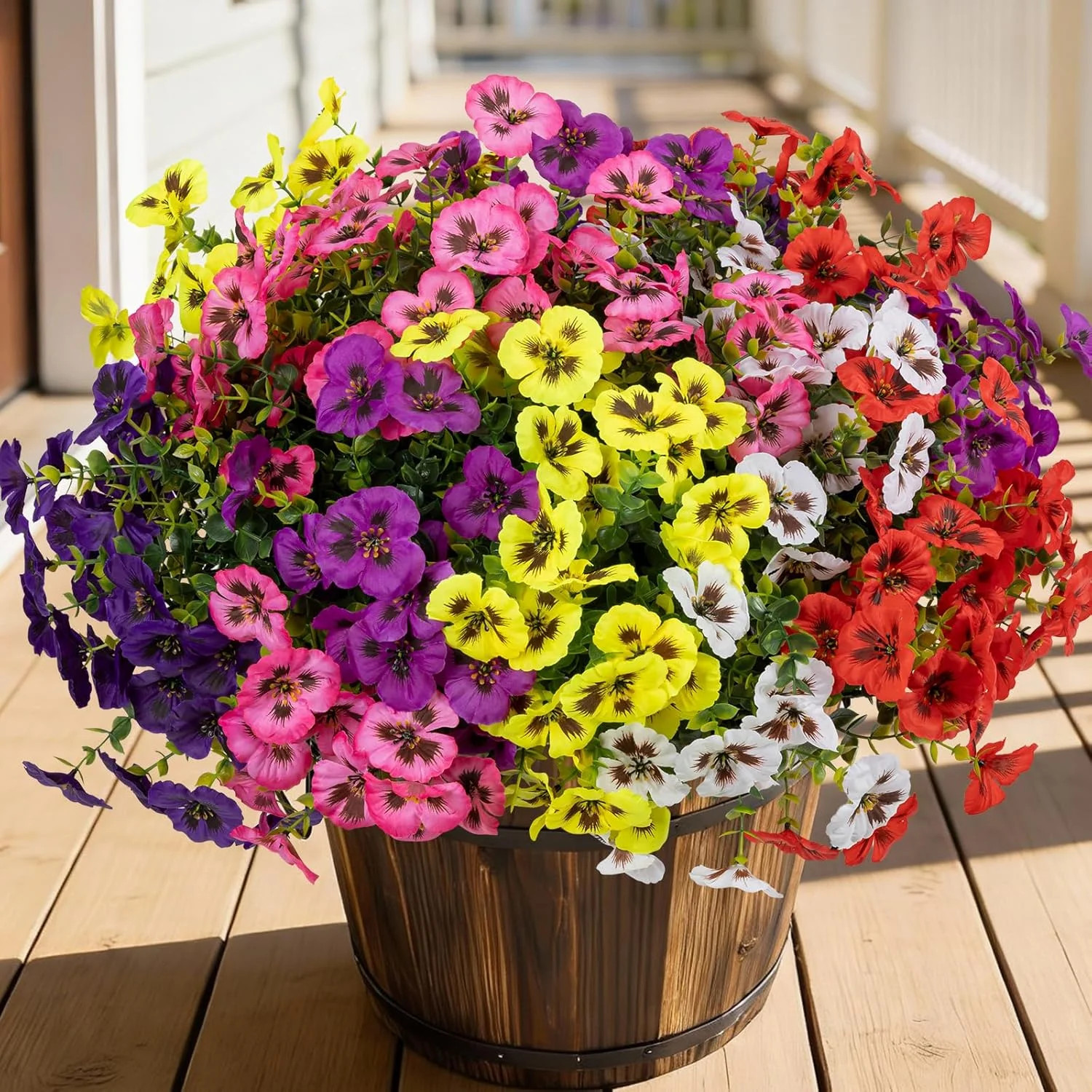 24 Bundles Artificial Fake Flowers Plants for Outdoor Decoration(6 Color) | Faux