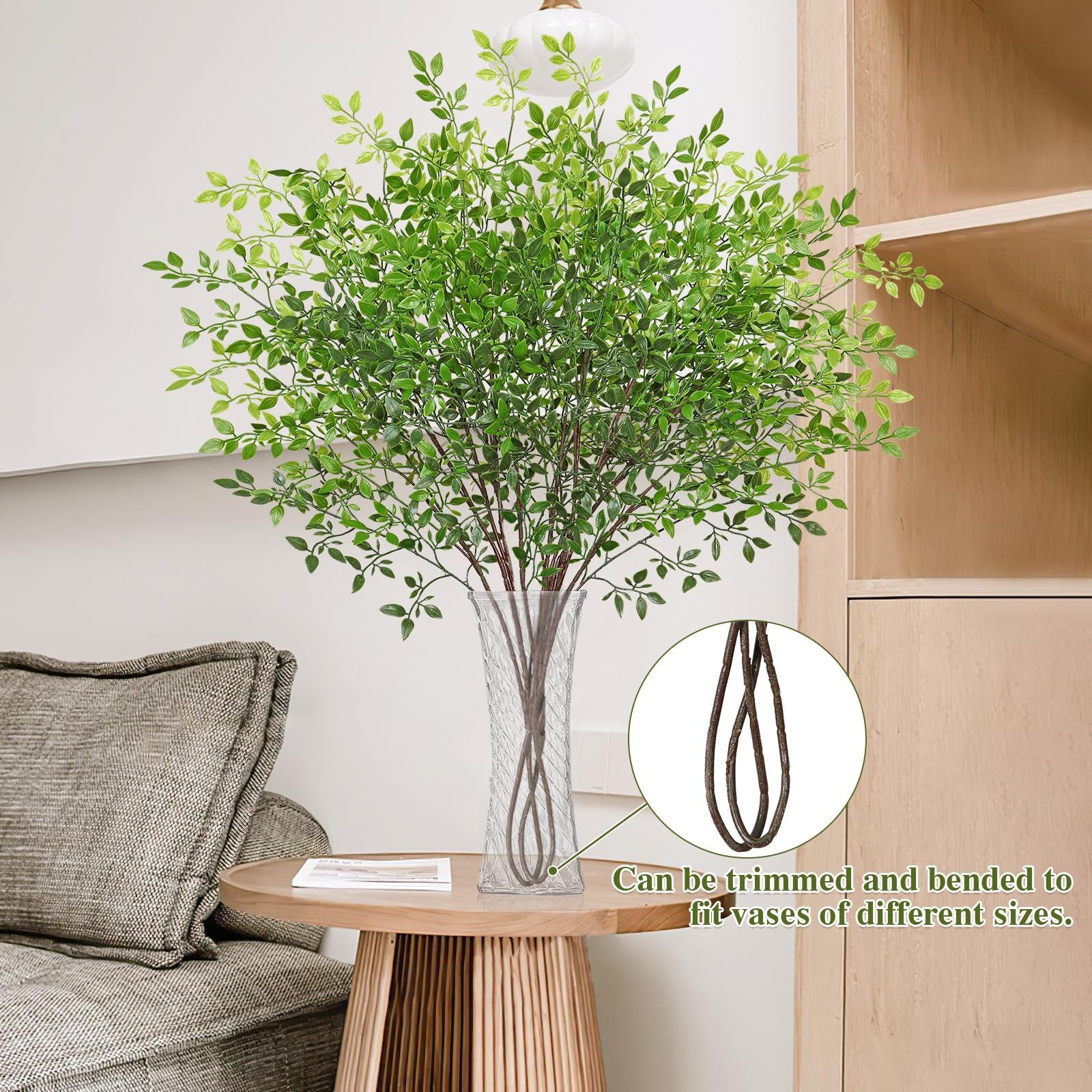 Artificial Plant 43.3 Inch Artificial Bamboo Plant Branch 4 Pcs Artificial Gr…