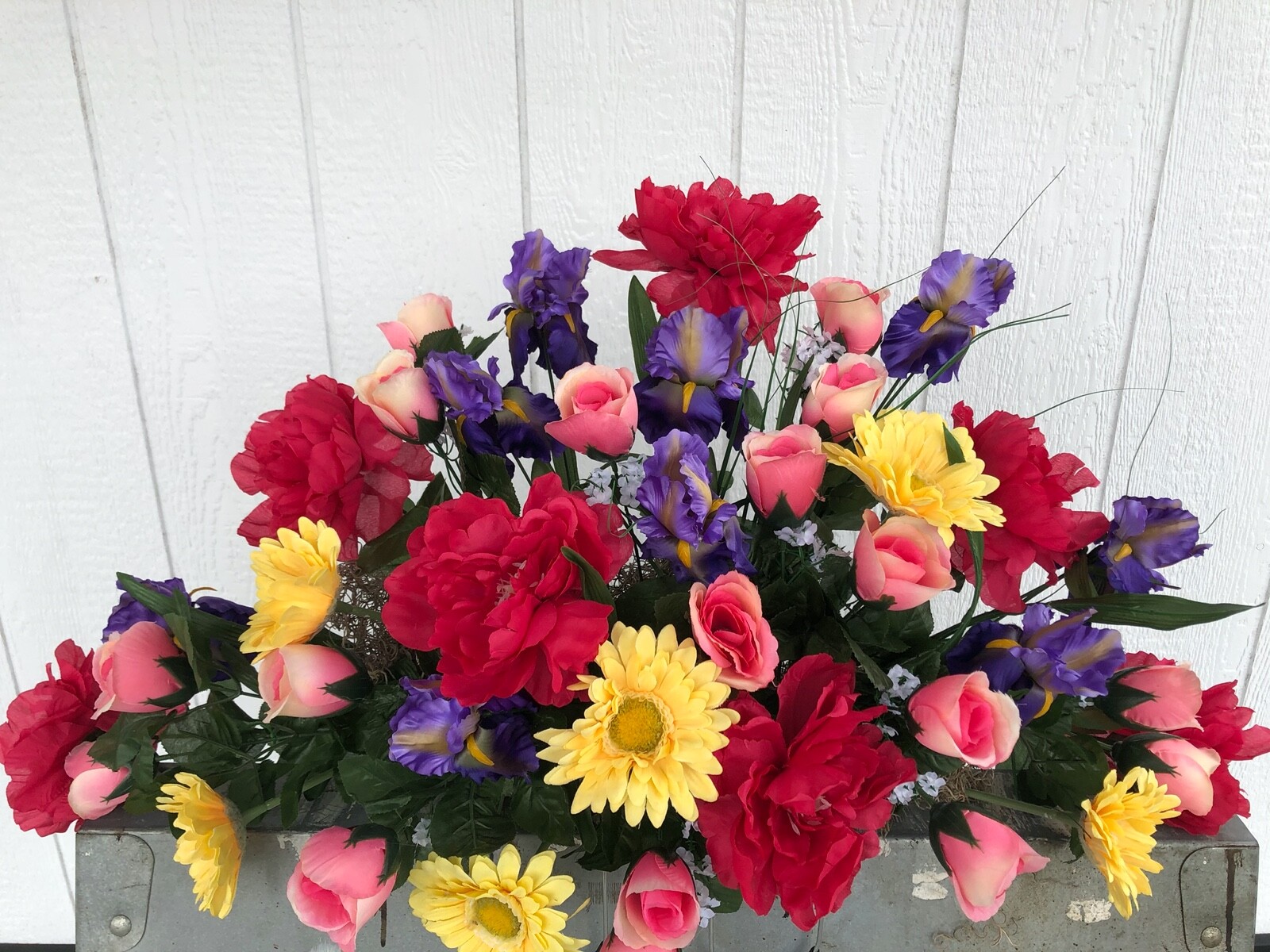 Easter Mothers Day Tombstone Saddle Spray Sympathy Cemetery Flowers Memorial
