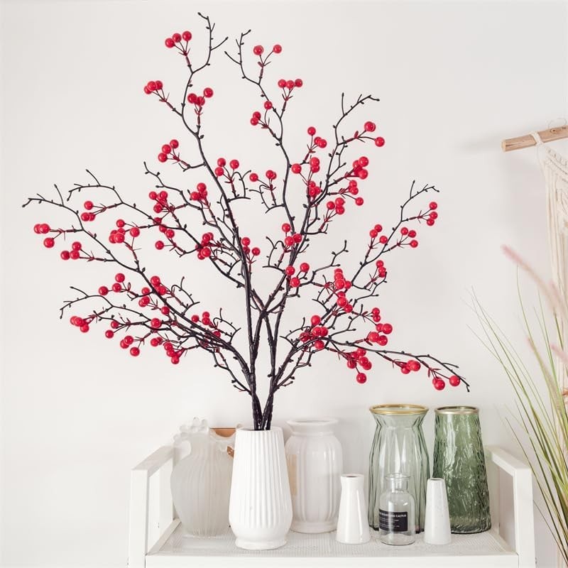 Versatile 27.5 Inch Red Berry Stem Ideal for 2026 Lunar New Celebrations