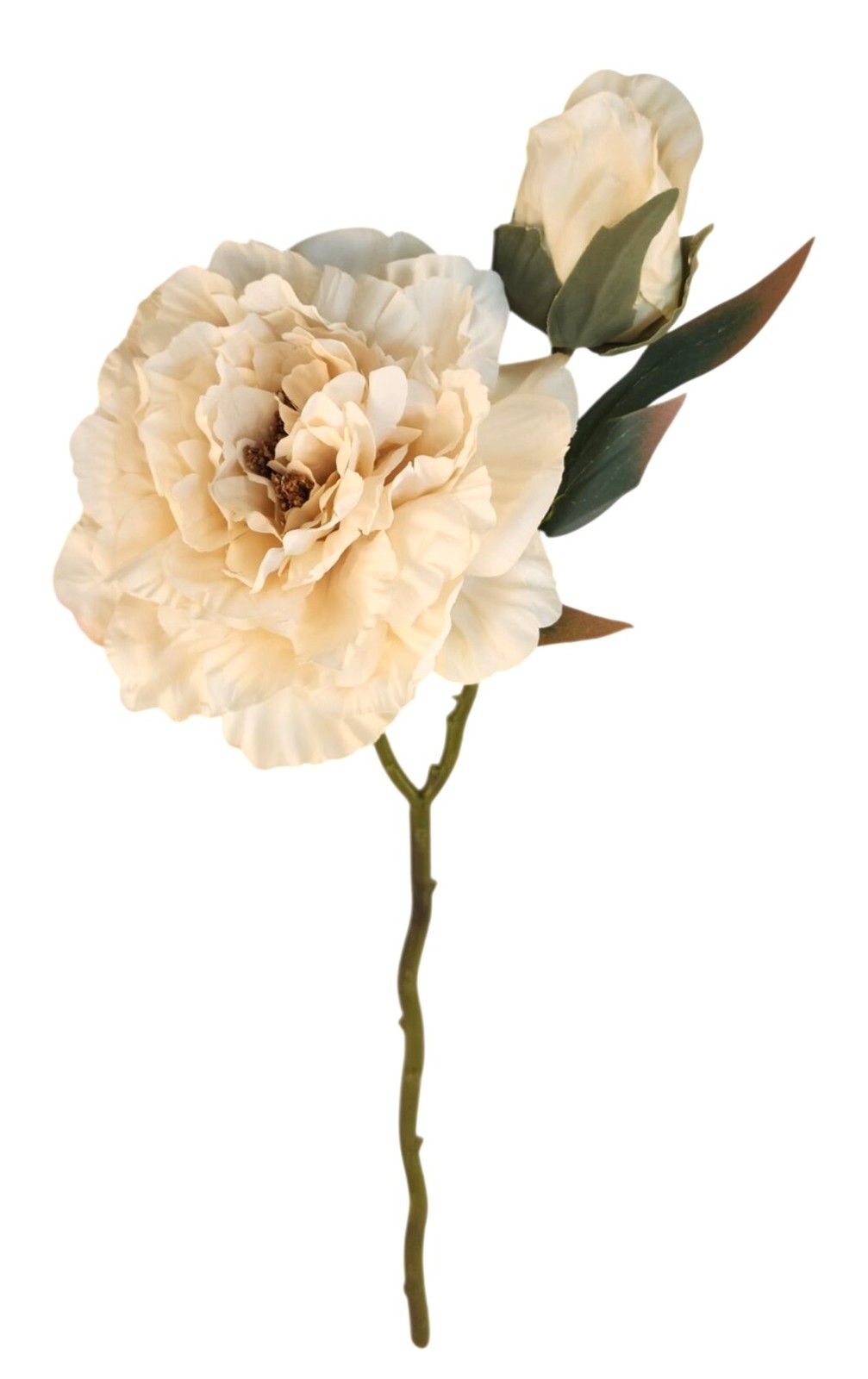 Cream Artificial Peony Stem 18 Inch Faux Peony Flower Stem Wedding Bouquet Flora