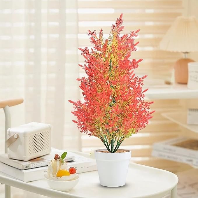 Artificial Fall Pine Trees Small Fake Plants,Table Top Christmas Tree Ornamen…