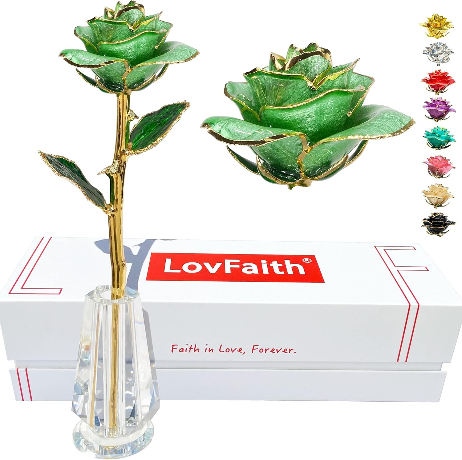 24K Gold Dipped Real Rose with Crystal Stand, Anniversary Valentines Day Romanti