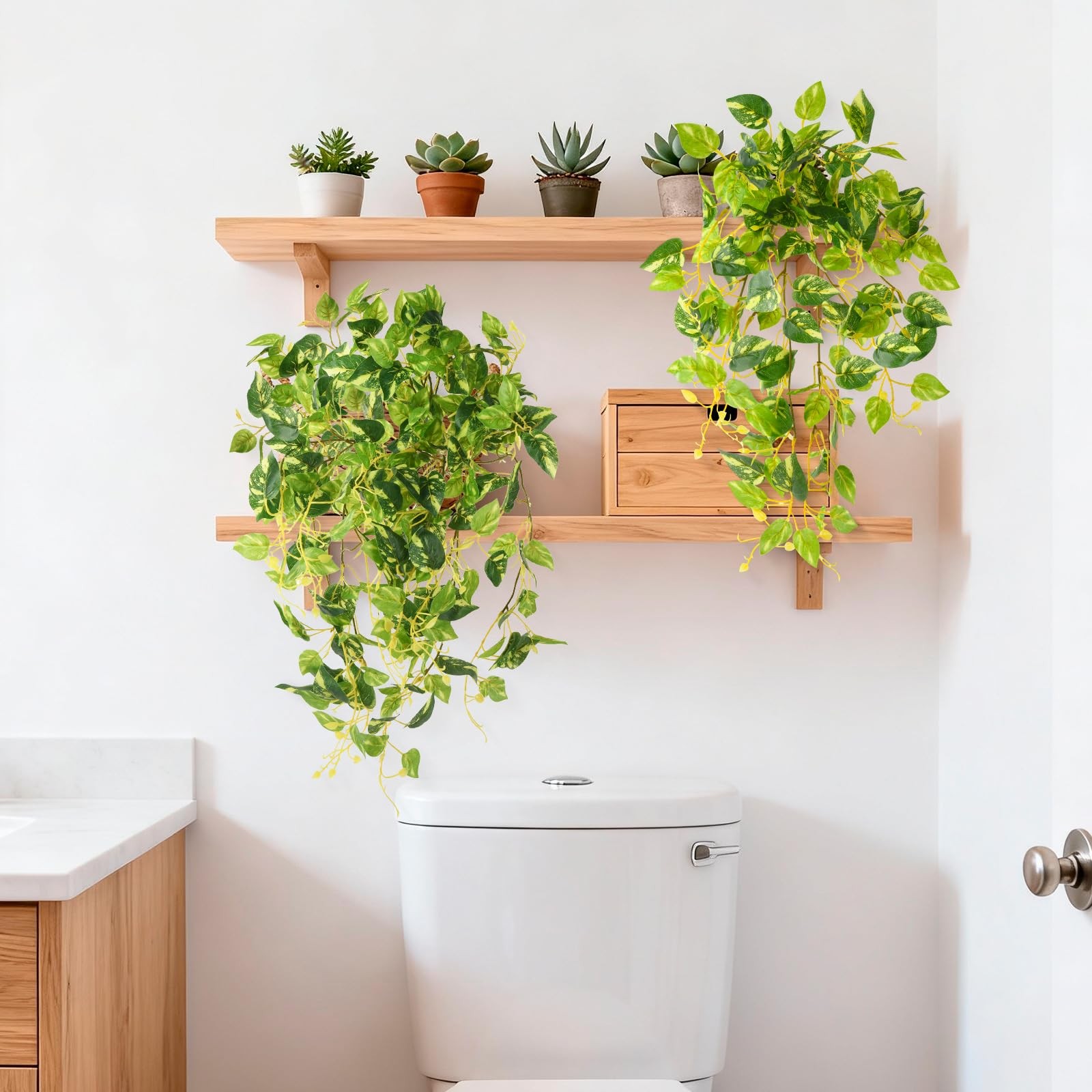 Artificial Fake Hanging Plants Philodendro for Outdoors Spring Decoration, 3P…