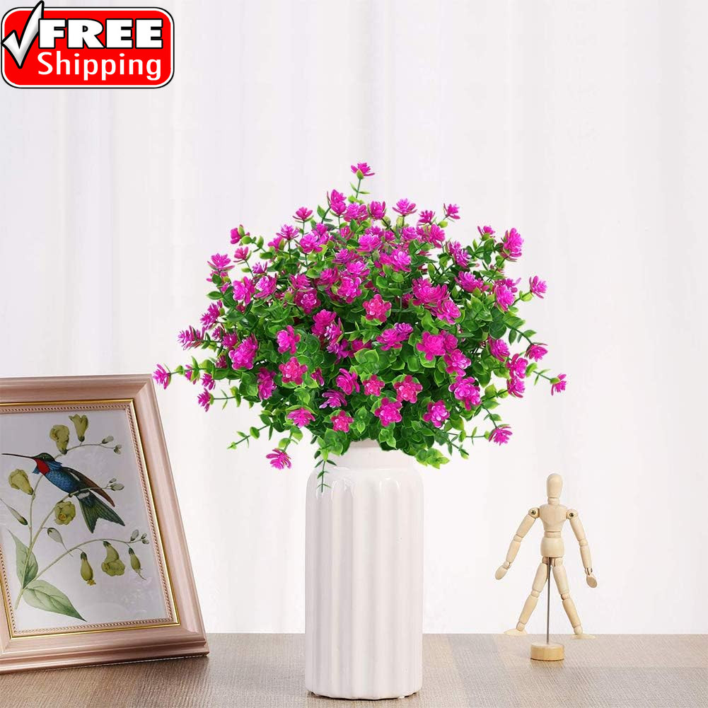 Artificial Flowers Fake Outdoor UV Resistant Boxwood Plants Shrubs 4 Pack, Faux