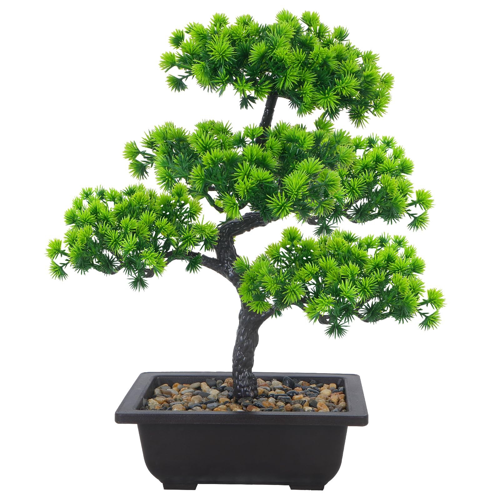 Artificial Bonsai Tree 15.8″ Faux Juniper Bonsai Tree in Pot Realistic Fake D…