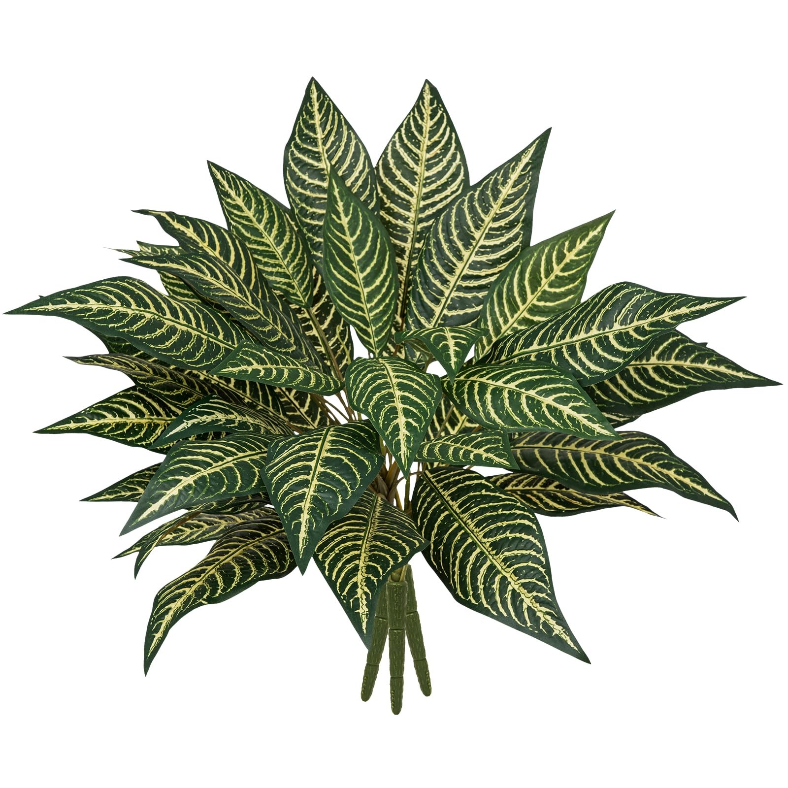 Artificial Plant Stems Zebra Leaves – 3 Pcs Fake Zebra Plant Brunches 18.5″ F…