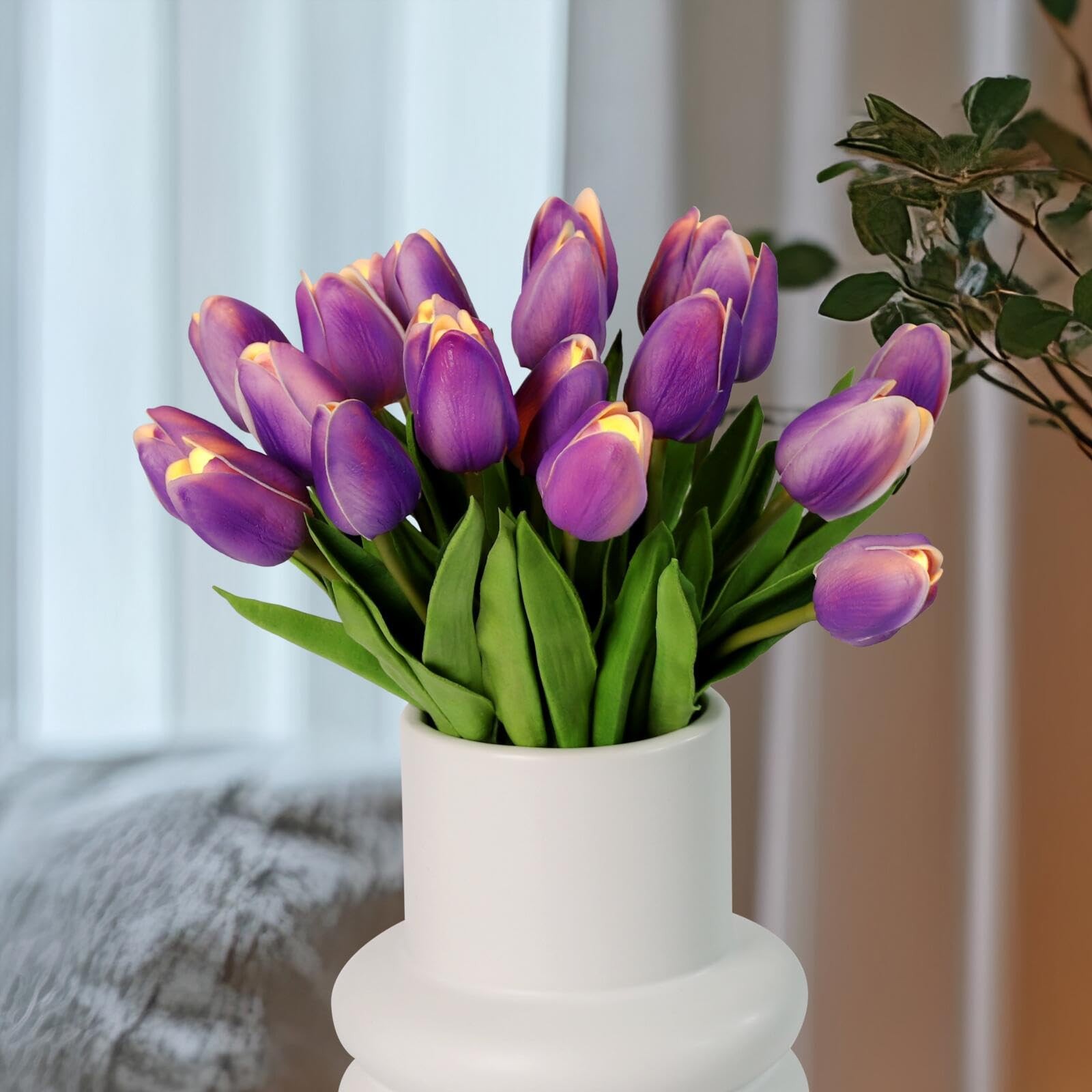 20pcs Tulip Bouquet Lamp Artificial Flower Night Light Real Touch Tulip Night…