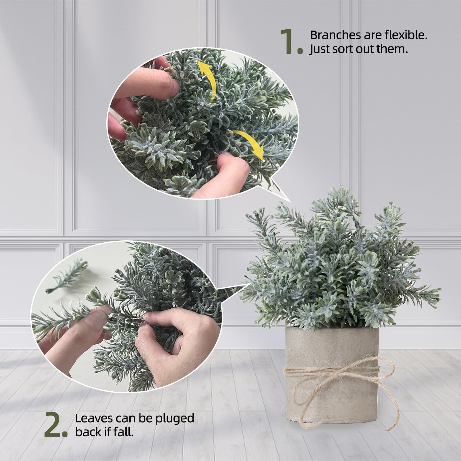4 Pack Small Fake Plants in White Pulp Pot for Home Decor | Artificial Plants In