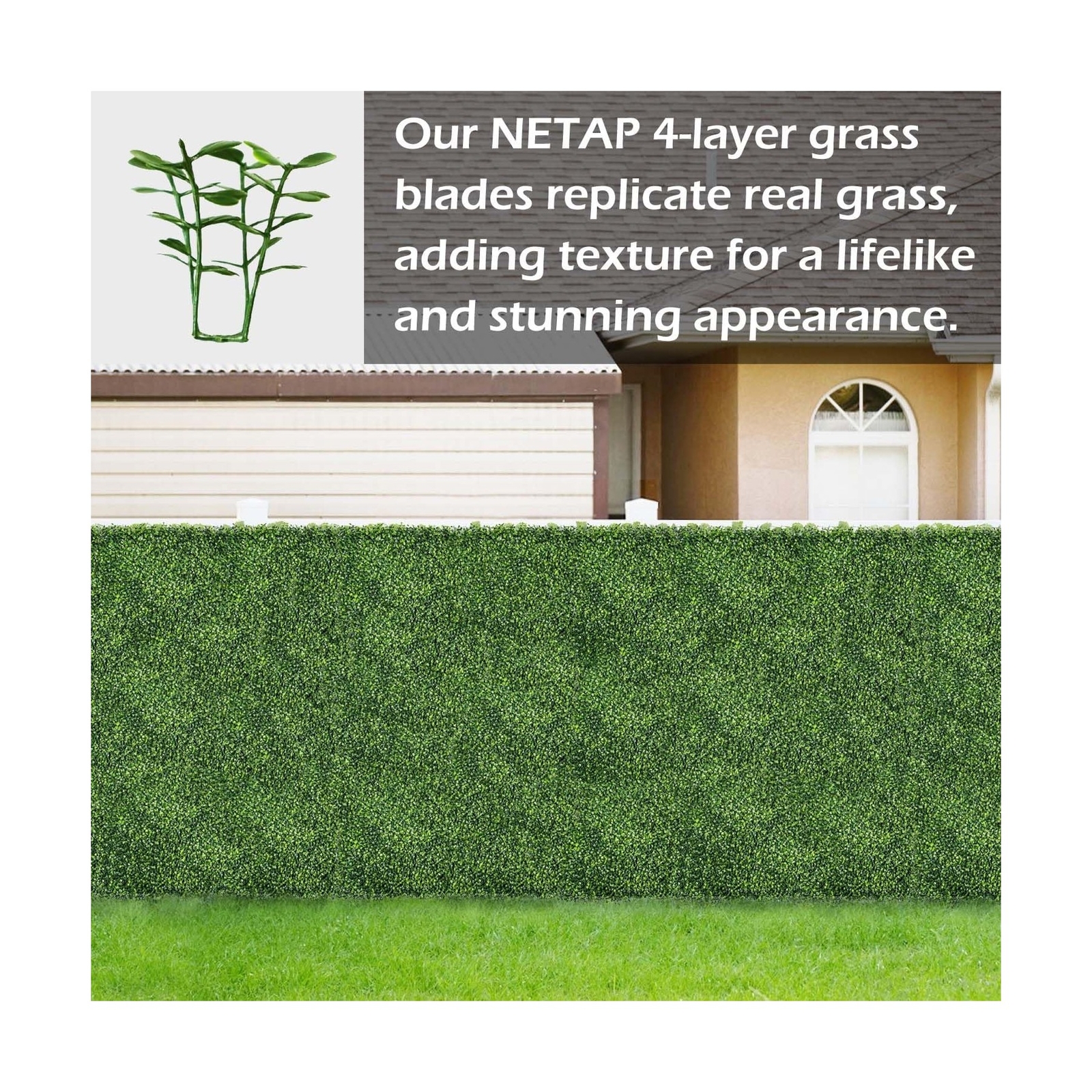 Grass Wall Panels, 10″x 10″(12pcs) 4-Layer Artificial Boxwood Faux Green Wall…