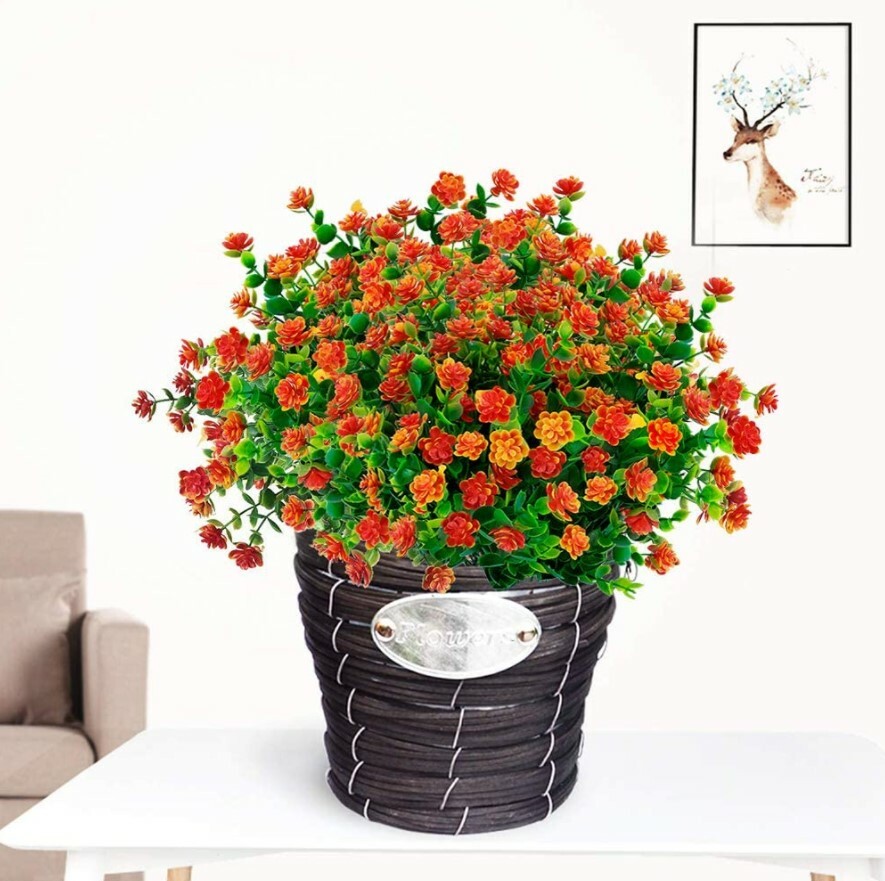 Artificial Flowers Fake Outdoor UV Resistant Boxwood Plants Shrubs Decor 4 Pack