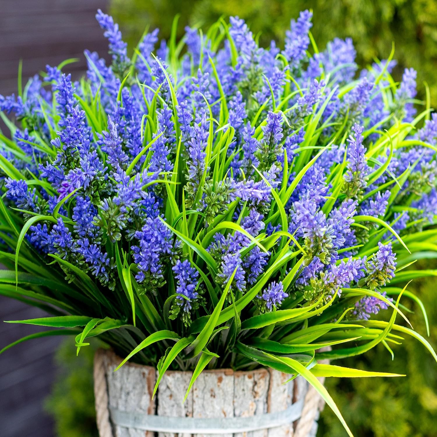 Artificial Flowers Outdoors Decorations 20 Bundles Fake Lavender Monkey Grass UV