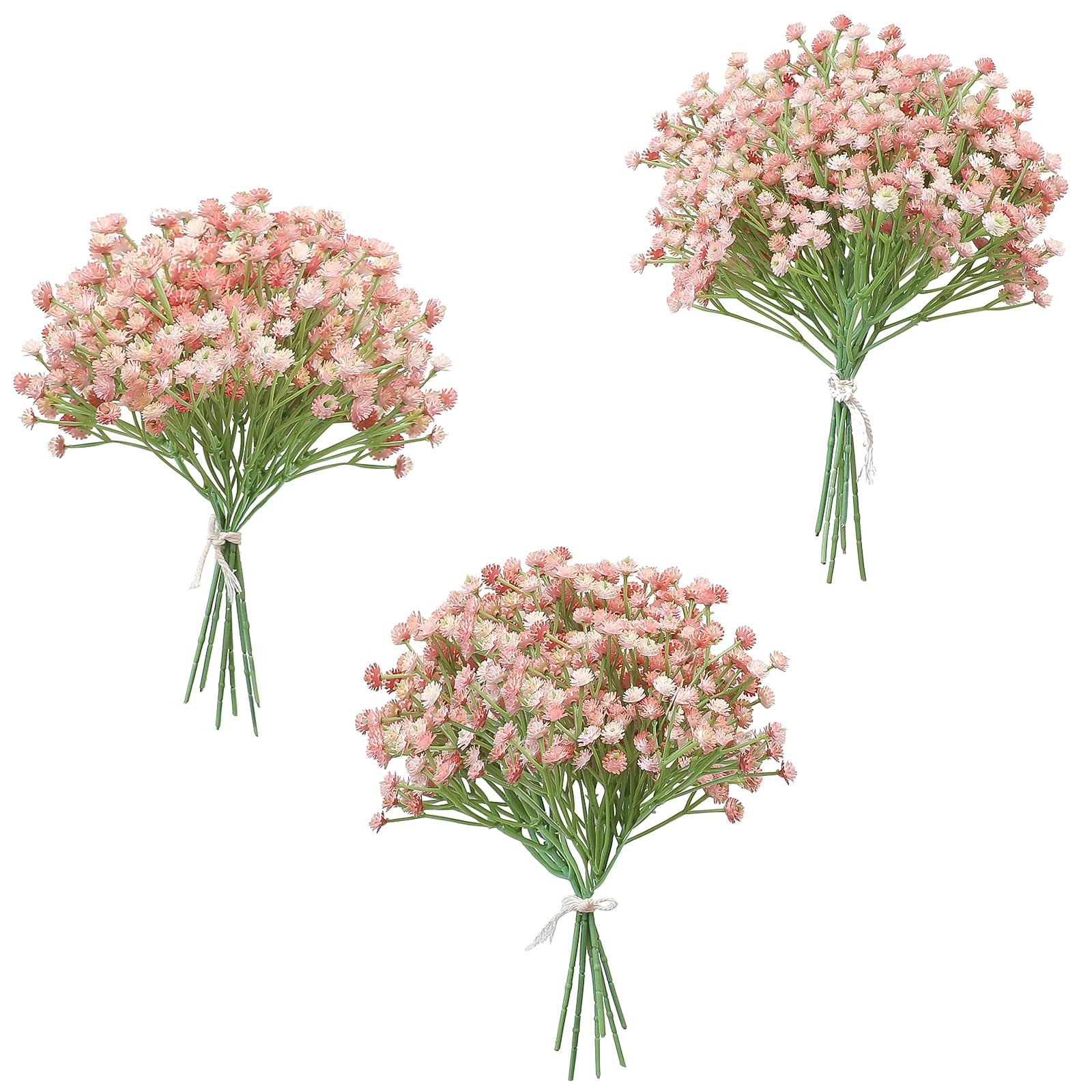 Dusty Rose Blush Pink Real Touch Artificial Babys Breath Fake Flowers 18 PCS