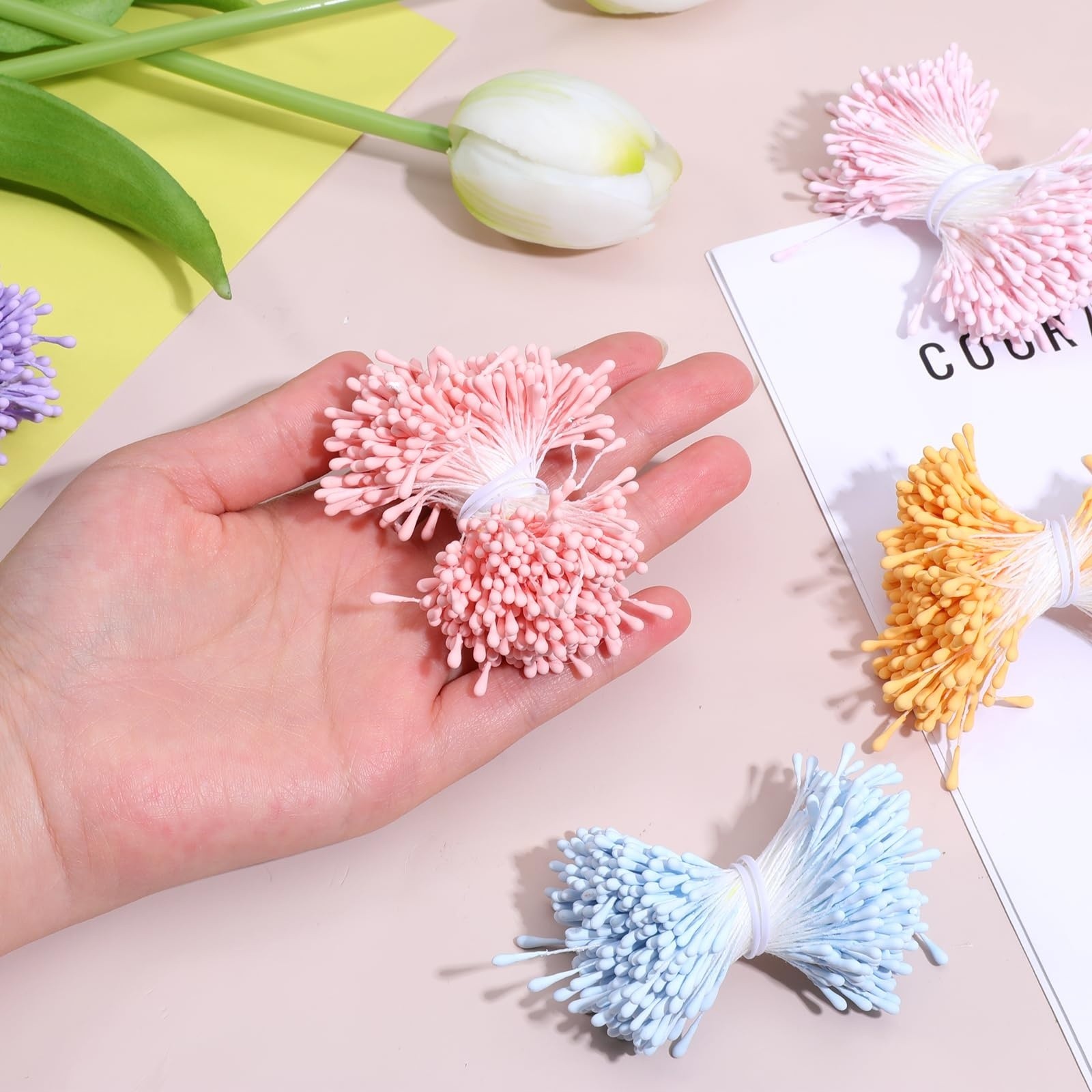 10 Colors DIY Craft Artificial Flower Stamens For Bouquet, Party Scrapbook Decor
