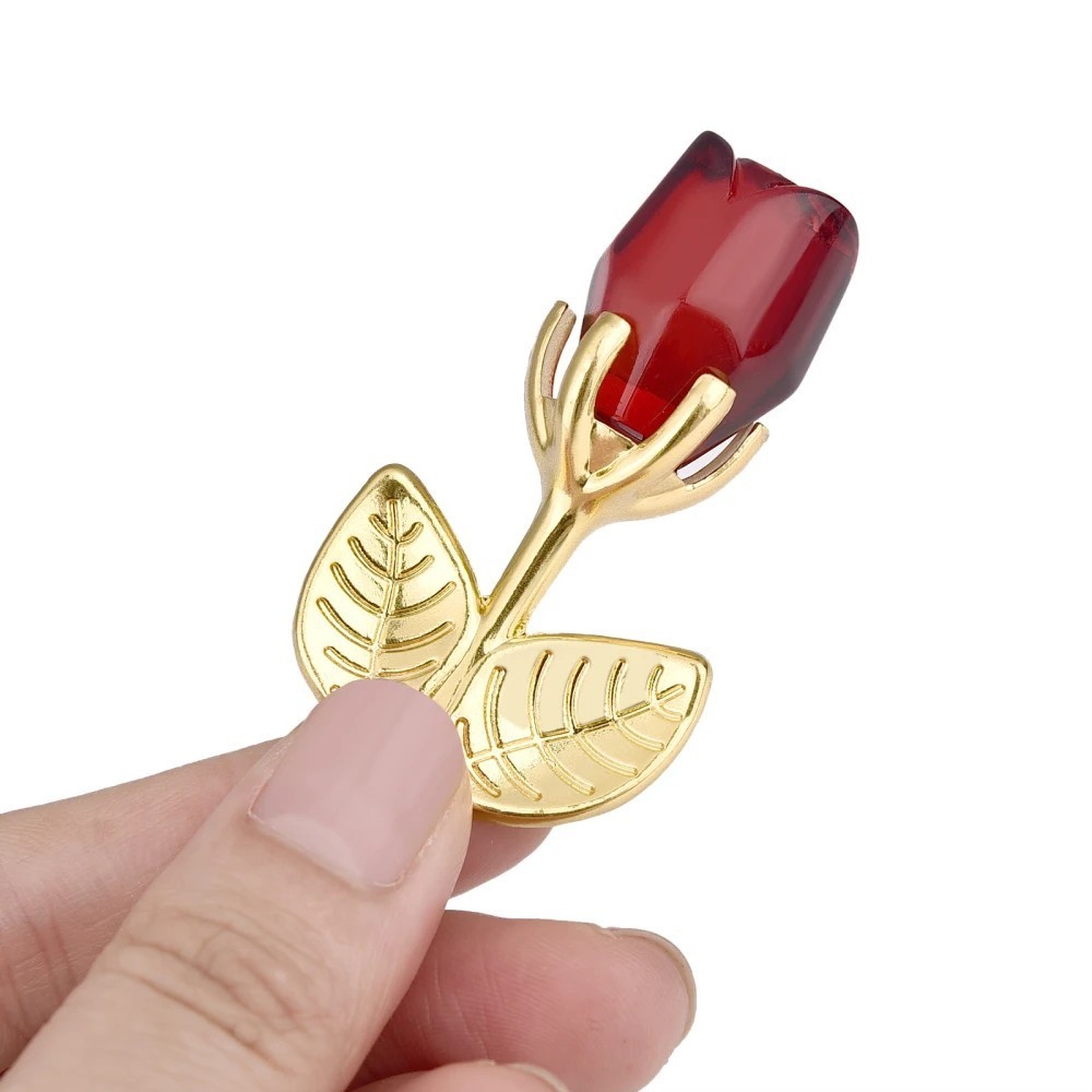 Eternal Red Rose Glass Flower, Gold Stem w/ Box -Anniversary, Valentine’s Gift