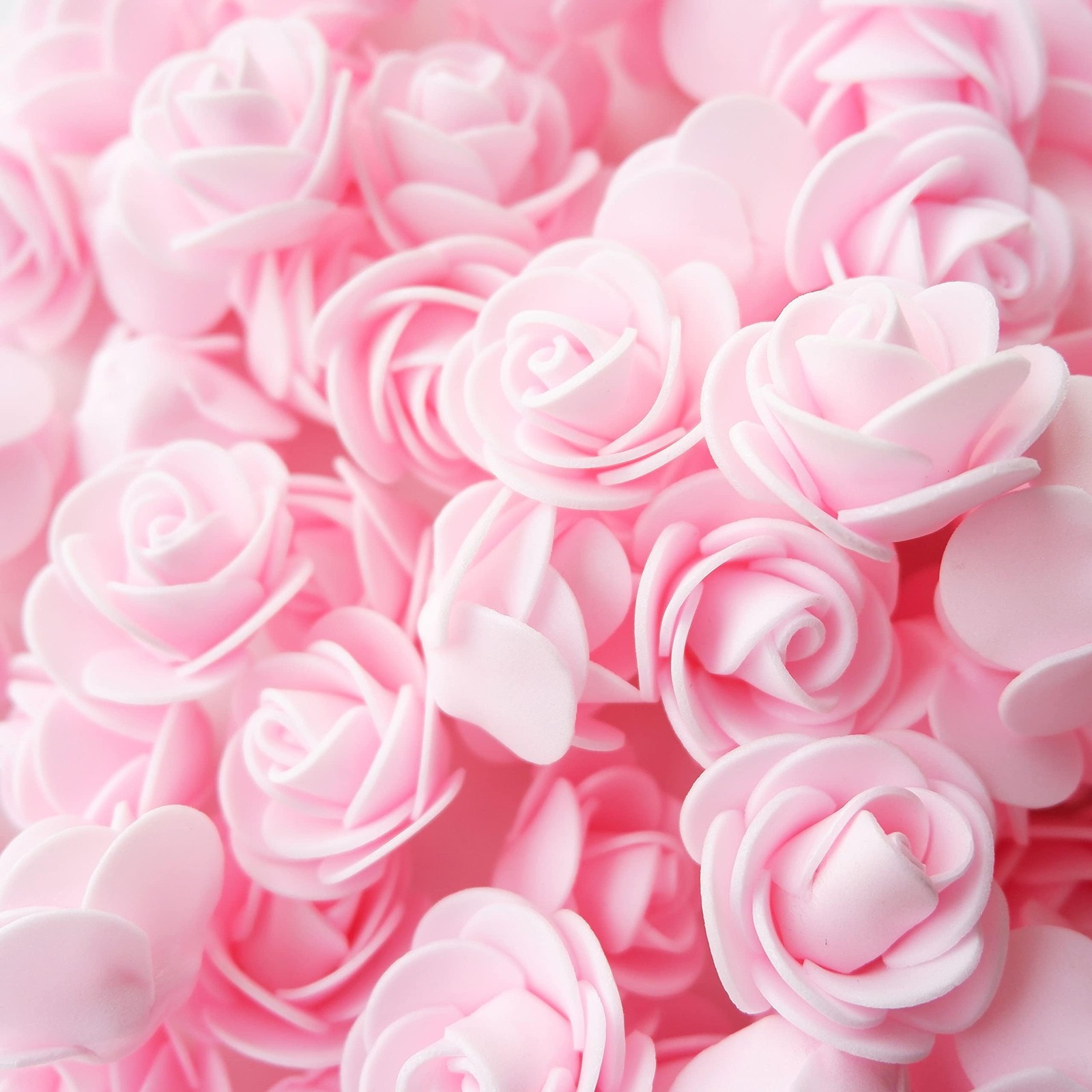 Light Pink Artificial Foam Roses Fake Flowers Decor 3.5cm/1.38in 100 PCS Pack