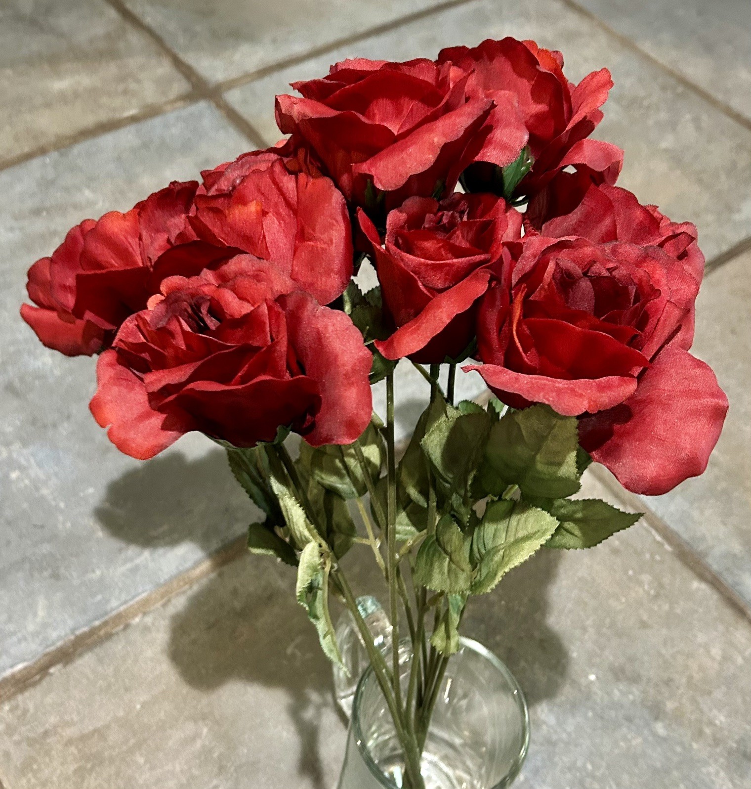 Artificial Rose Flowers Bouquet Burgundy 10 Blooms Long Stem Red Roses Bouquet
