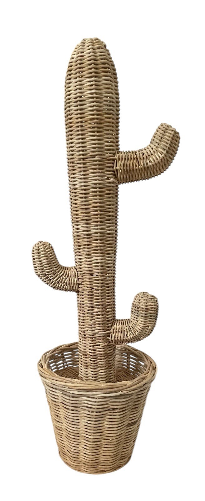 28” Boho Wicker Cactus In Wicker Pot.