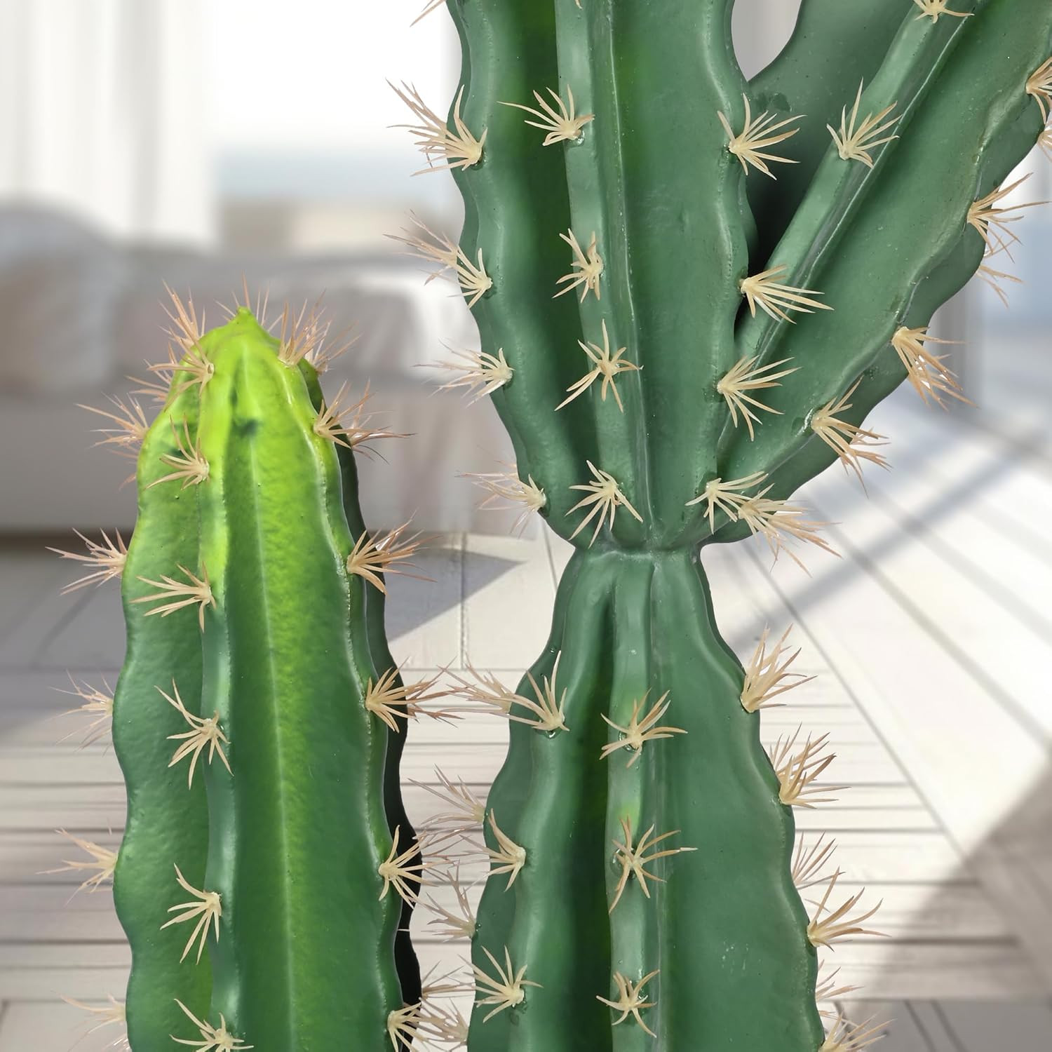 51″ Realistic Faux Cactus in White Pot – Low Maintenance Indoor/Outdoor Decor