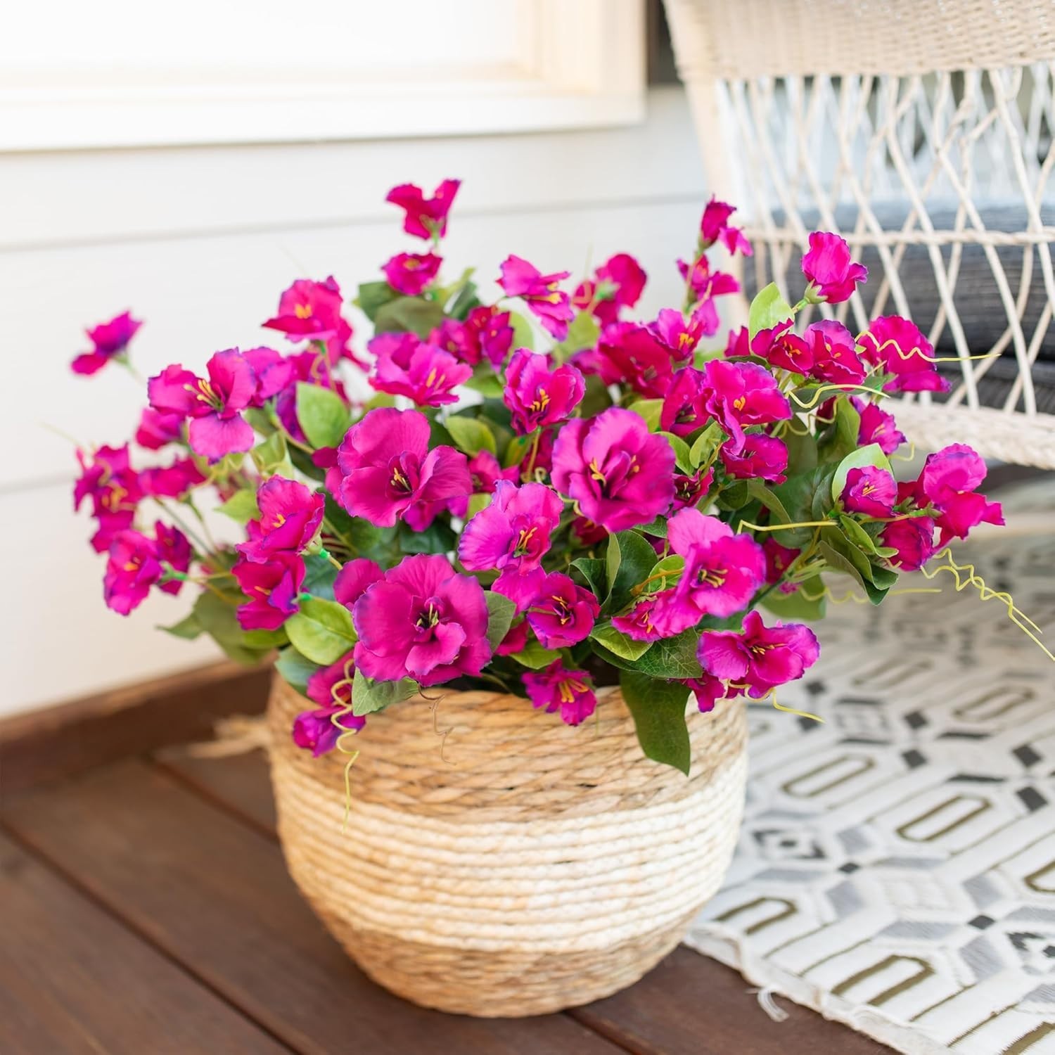 Fake Hibiscus Artificial Flowers for Outdoors Spring Summer Decoration, 6 Bun…