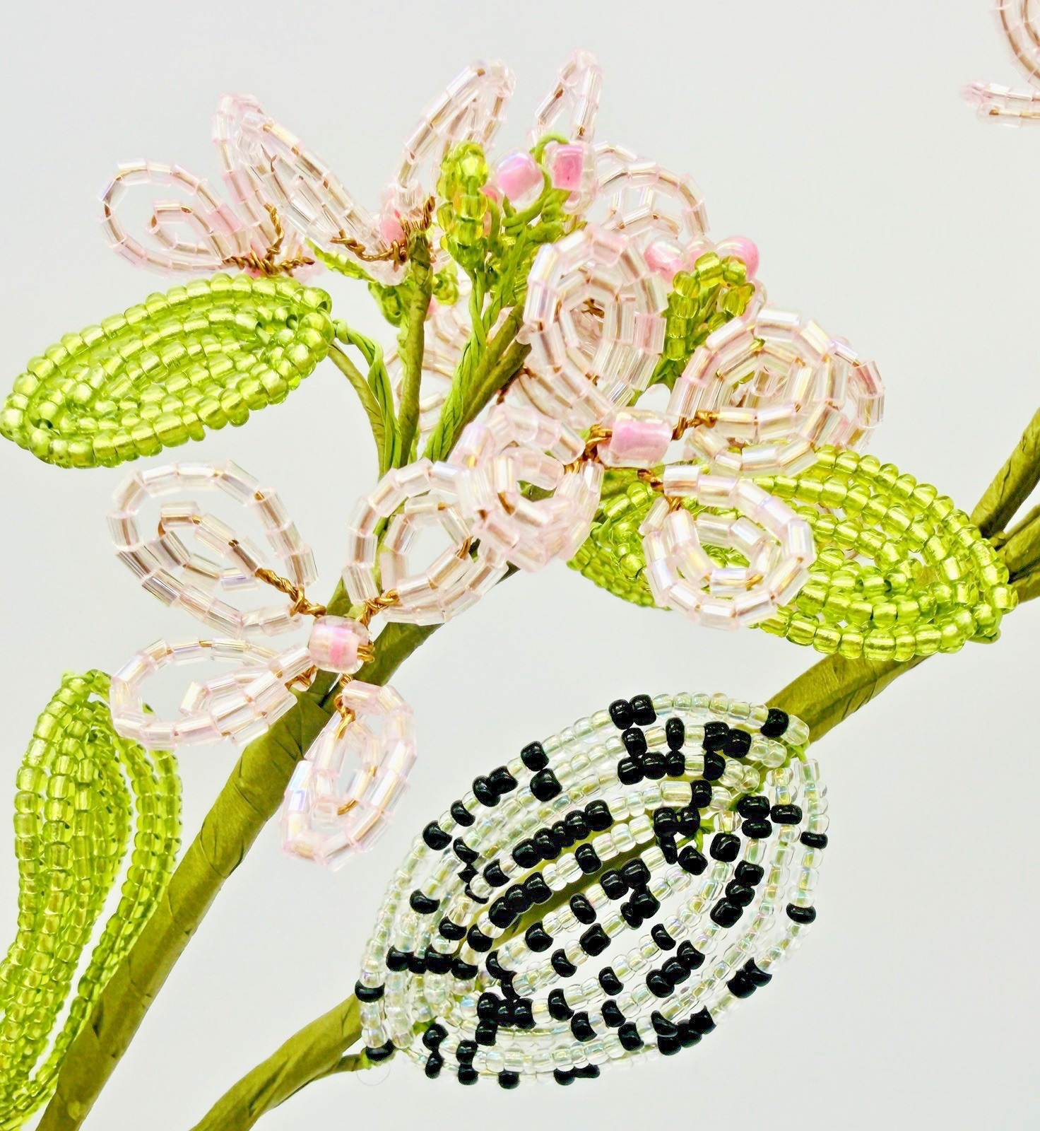 New Mackenzie Childs Pink Beaded Hydrangea Bundle 4 Stems 35518